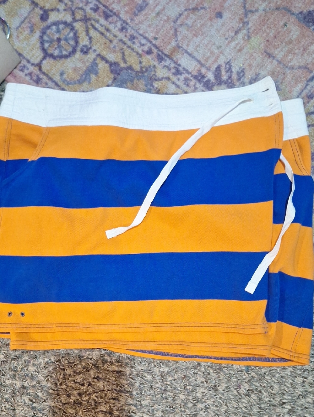 Converse Orange and Blue Striped Mini Skirt with White Waist Tie